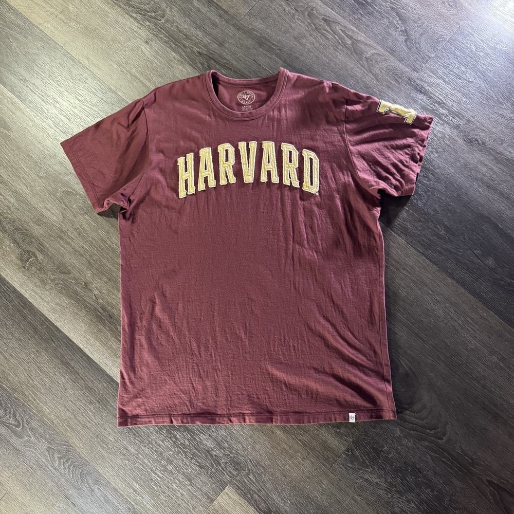 Harvard Shirt Mens L Gray NCAA Football '47 Crewneck Graphic Tee Collegiate